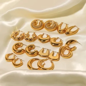 1 Pairs Geometric Retro Earrings French Style Light Luxury Titanium Steel Hollow Earrings Stainless Steel Earings Jewelry Women