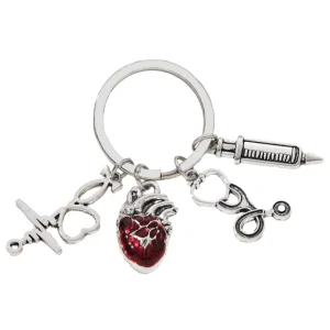 1 Piece Doll Charm Medical Anatomy Zinc Alloy Keychain Die Cutting Printing for Doctors Nurses Bag Chain