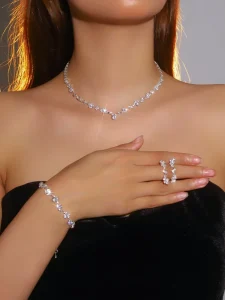 1 Set of Fashion Jewelry Including Necklaces Earrings Bracelets Suitable for Women’s Daily Wear Weddings Parties Etc