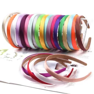 1.5 cm Solid Plain Satin Hairband for Kids Girls Ribbon Hair Hoop Headband Hair Accessories