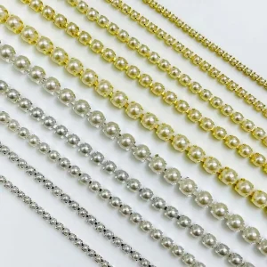 1.5mm 4mm Rhinestone Pearl Claw Chain Sewing Glass Rhinestones Cup Chain For DIY Hair Accessories Garment Decoration