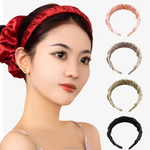 100% Mulberry Silk Ruffle Headband Customizable Adult Simple Hair Accessory