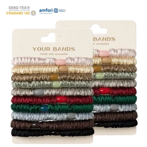 100% Mulberry Silk Scrunchies Elastic Silk Hair Bands Hair Tie for Women Custom Silk Hair Scrunchies Set