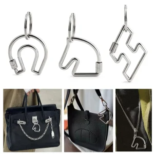 100% Stainelss Steel Horsehead Horseshoe Car Keychain Fashionable Bag Lock Pendant Shoulder Strap Charm Accessory Bag Decoration