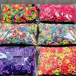1000 Piece Super Multi Color Gradient Hair Ring Towel Seamless Hair Rope Accessory for Kids High Elasticity Candy Colors Sweet