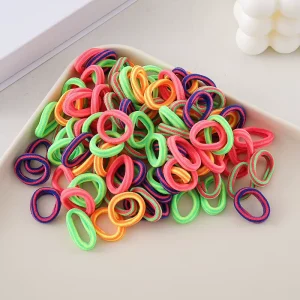 100pcs Plastic Elastic Sweet Hair Bands Girls Colorful Hair Rope Tie Kids Ponytail Holder Hair Accessories