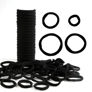 100pcs bag Black Elastic Hairband Classical Women Hair Ropes Ponytail Holder Hair Ring Durable Rubber Hair Accessories Hair Ties