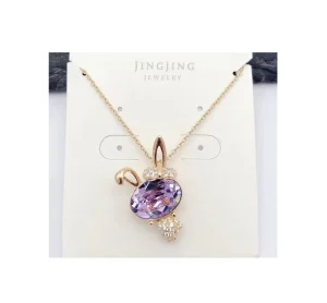 1069 Short Sweater Chain Environmentally Friendly Copper Swing Cute Rabbit Simple Crystal Necklace