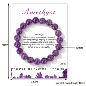 10mm Natural Stone Crystal Yellow Tiger’s Eye Amethyst Energy Healing Bracelet Gift for Gatherings
