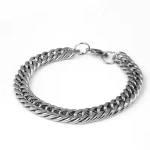 10mm Stainless Steel Double Polishing Scrub Cuban Curb Chain Men Bracelet SCB001