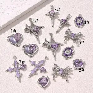 10pcs bag Purple Color Cute Necklace Pendant Charm Fashion Accessories Y2K Jewelry