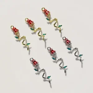 10pcs/bag Rose Pendant Alloy Charm DIY Handmade Earrings Necklace Bracelet Accessories