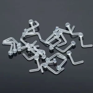 10pcs set Classic Small Transparent Invisible Nose Stud with UV Soft Rod Body Jewelry for Daily Wear Unisex 20G