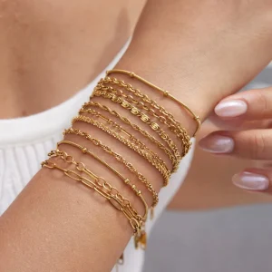 11 Styles Fashion Chain Link Bracelets Women Waterproof Pvd Plating Stainless Steel Bracelet 18k Gold Plated Bracelet