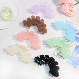 11cm Curved Petal Plastic Jelly Glossy Transparent Hair Claw Clip Large Daily Casual Party Hair Accessory