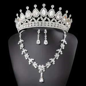13 Colors Elegant Bridal Jewelry Sets for Women Wedding & Prom Crown Earrings Tiaras Necklace Costume Accessory
