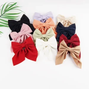 “13cm Fabric Bow Hair Clip Sweet Lolita Style Hair Claw for Girls School Fashion Solid Color Polyester Hair Accessories”