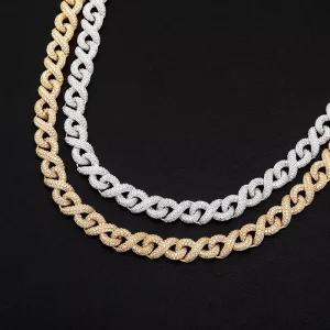 13mm Hiphop Full Diamond Iced Out Thick Infinity Symbol 8 Shape Necklace Chain Fashion Accessory