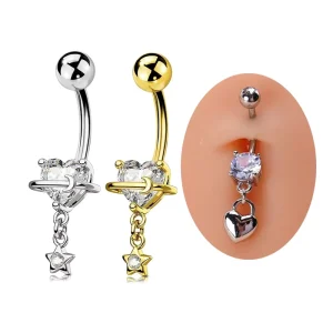 14G Heart Navel Piercing 316L Surgical Steel Belly Button Rings Fashion Body Jewelry Sexy Women Piercing