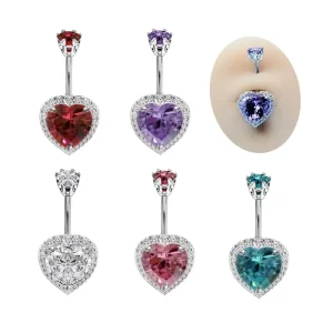14G Stainless Steel Navel Piercing Jewelry Heart Design Belly Button Rings with Gold Plated Fashion Piercing