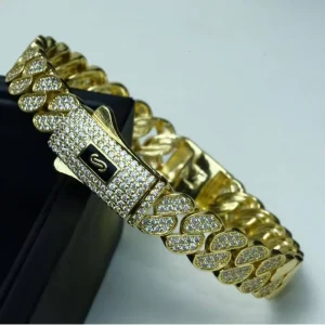 14K 18K Gold Plated Cuban Link Bracelet Hip Hop Jewelry Men’s Monaco Gold Cuban Bracelet