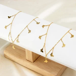 14K 18K Gold Plated Stainless Steel Anklet Butterfly Pendant Trendy Fashion Jewelry Women Gift Customization Chain