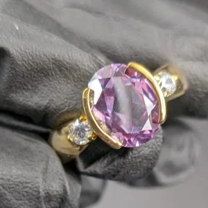 14K Gold Oval Cut Purple Lab Grown Diamond Vintage Claw Setting Statement Fashion Ring Daily Wear Gift