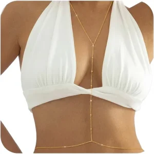 14K Gold Plated Brass Women’s Sexy Romantic Fashion Waist Beads Chain Adjustable Beach Bikini Belly Boho Festival Layered Body