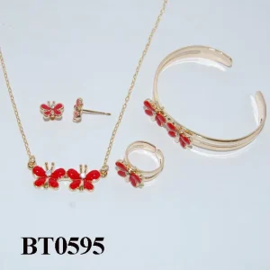 14K Gold Plated Kids Necklace With Earrings Set