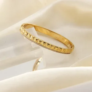 14K Gold Plated Stainless Steel Zircon Bracelet Geometric Trendy Fashion Jewelry Anti Allergy Custom Men and Women