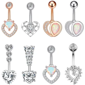 14g Stainless Steel Heart Belly Button Rings for Women OEM