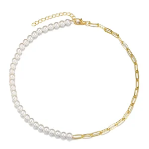 14k Gold Plated Chain Pearl Necklace Fashion Jewelry Women Pearl Jewelry Accessories freshwater Pearl Necklace