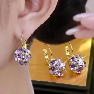 14k Gold Plated Shiny Round New Fashion Jewelry High Quality Diamond Women Earrings