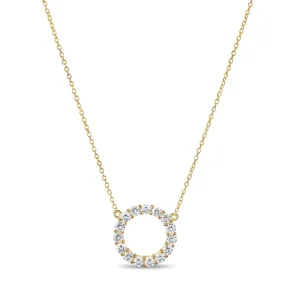 14k Gold Plated Trendy Fashion Luxury Circle American Diamond Pendant Necklace S925 Sterling Silver Necklace for Women