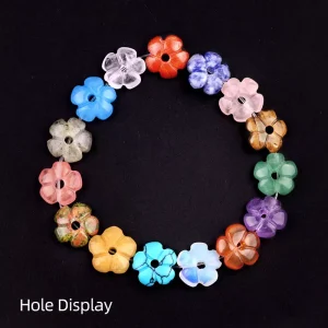 14mm Hand Carved Crystal Crafts Flower Shaped Decorations Amethyst Agate Bracelet Necklaces Accessories