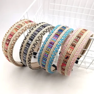 16*13cm Flat Knitted Fabric Hair Band U Shaped Mixed Color Design Vintage Elegant Style for Women Daily Casual Decorative Use