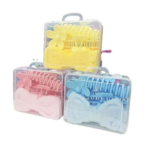 16 Piece Butterfly Knot Bow Tie Hair Ties Clips Seamless Wrist Bands Face Washing Hair Makeup Elastic Plastic Hairbands for Kids