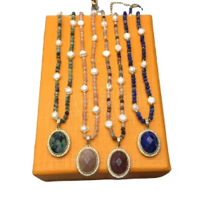 16+2inch Extend 18k Yellow Gold Beads Necklace Gemstone Casual Fashion Short Jewelry Necklace for Women