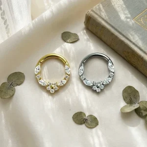 16G G23 Titanium Hinged Clicker ASTM F136 Sexy Body Jewelry Nose Daith Piercing Hoop Septum Zircon Earrings Nose Ring