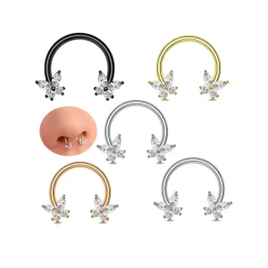 16G Stainless Steel Hoop Nose Body Jewelry Gold Plated Butterfly Horseshoe Design Heart Hoop Piercing Jewelry
