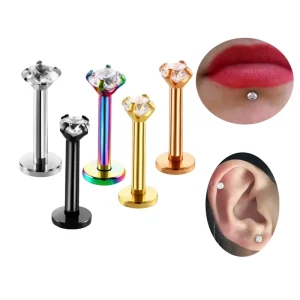 16G Stainless Steel Labret Ring Zircon Ear Cartilage Tragus Lip Piercing Jewelry Helix Piercing Earring Fashion Piercing Sex