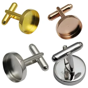 16MM 925 Sterling Silver Cufflinks Blank Base Tray Men Custom Made Logo Cufflinks