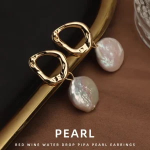 18K Copper Plated Silver Needle Earrings Freshwater Pearl Fashion Jewelry Earrings Baroque Pearl Earrings Jewelry for Women