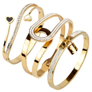 18K Diamond encrusted Stainless Steel Bracelet Various Styles and Patterns Fashion Charm Bracelets for Women
