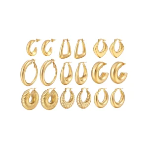 18K Geometric Women Earring Trendy Light Luxury Wind for Wedding Party Engagement Gift Stainless Steel Hollow Drop Earrings