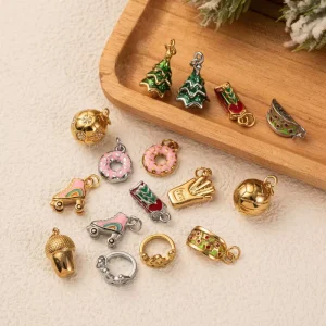 18K Gold Fashion Jewelry Pendant Charm Sports Food Charm Pendant Stainless Steel Phone Shoe Charms for Bag Jewelry Making