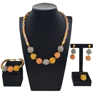 18K Gold Jewelry Sets Favors Multi Color Necklace Jewelry Set Customized Women Costume Accessories DH2300919
