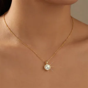 18K Gold Lab Grown Diamond Necklace 0.5 Carat D Color VVS Round Brilliant Cut IGI Certified Women’s