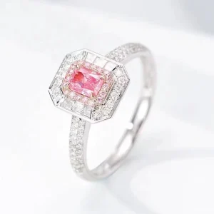 18K Gold Natural Diamond and Pink Diamond Engagement Rings for Women