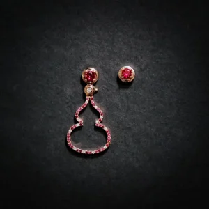 18K Gold Natural Ruby Ladies’ Fashionable Earrings Necklace Earring Set